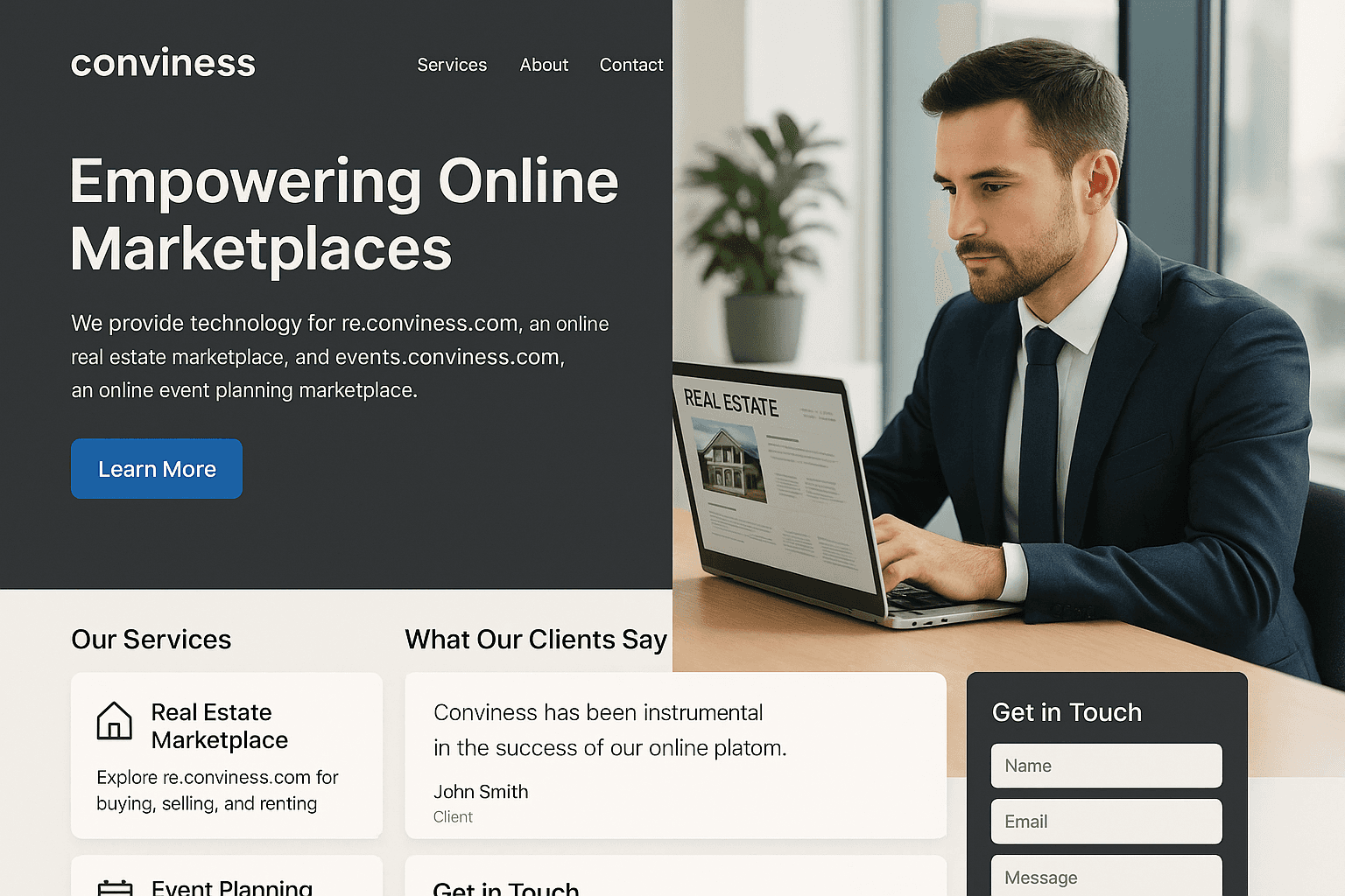 conviness.com website mockup
